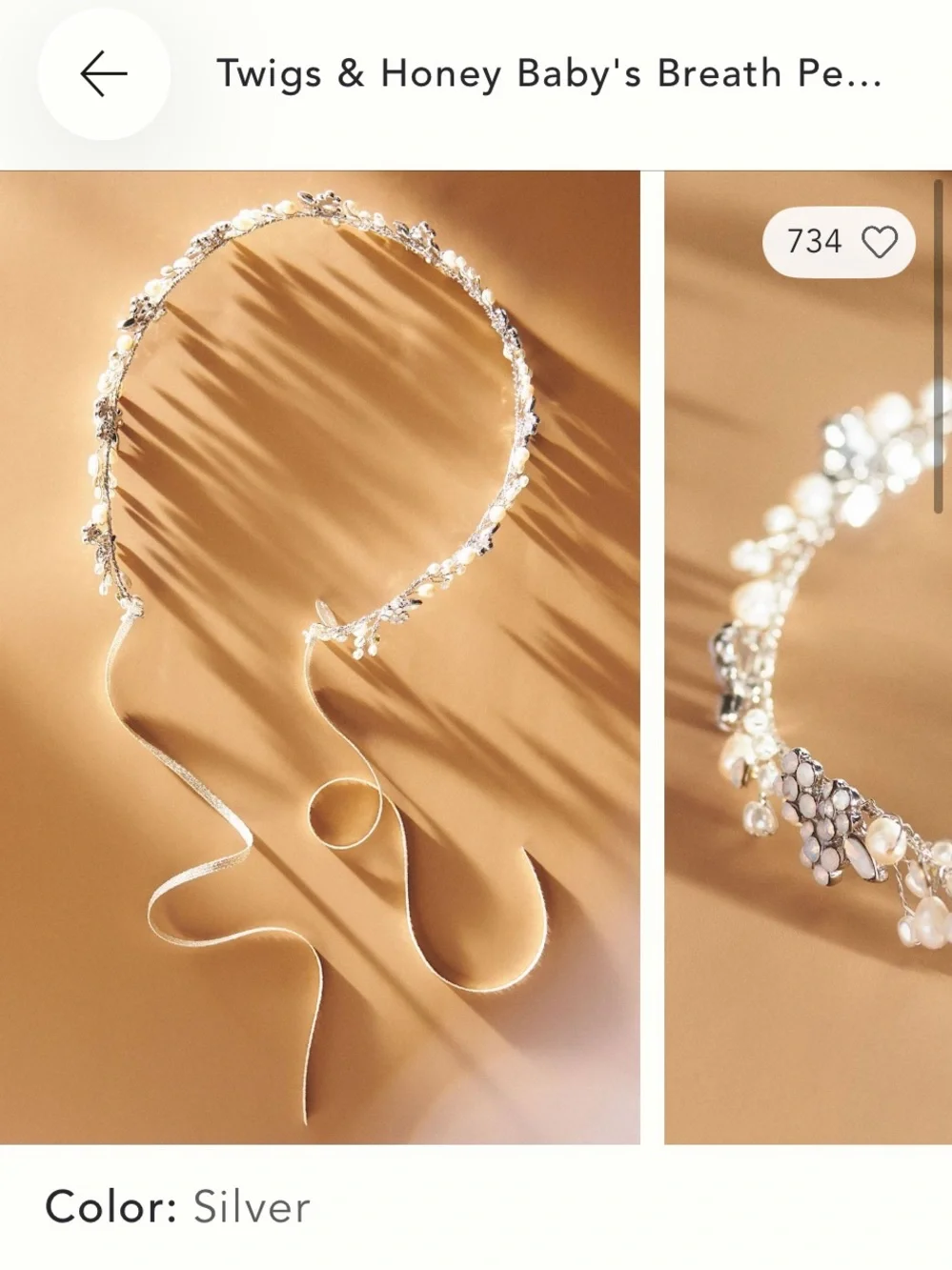Anthropologie Twigs & Honey Baby’s Breath Pearl Opal Bridal crown headband